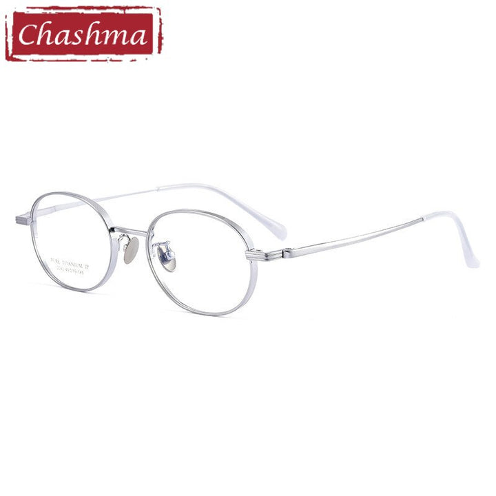 Chashma Ottica Unisex Full Rim Small Round Titanium Eyeglasses 2042 Full Rim Chashma Ottica Silver