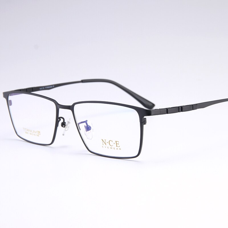 Bclear Men's Full Rim Square Titanium Eyeglasses My5001 Full Rim Bclear Black  