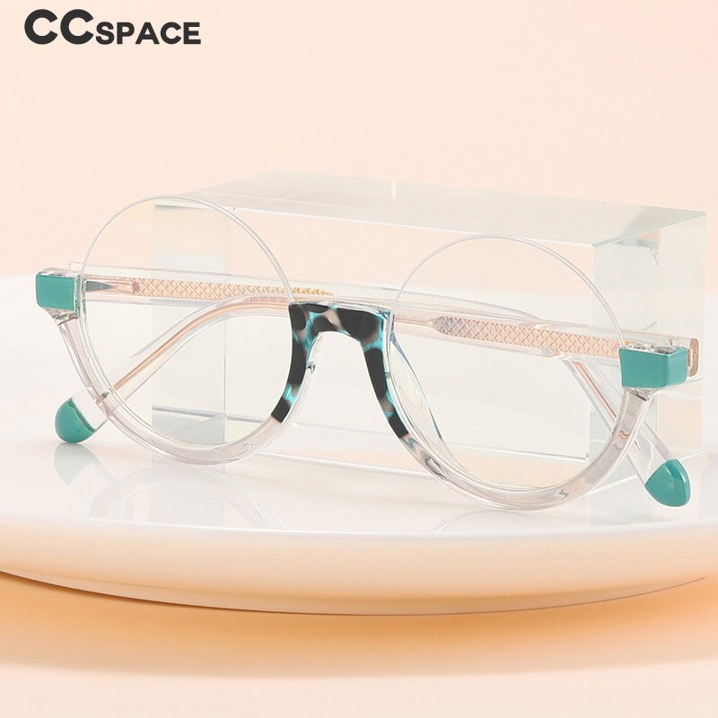CCspace Unisex Semi Rim Round Tr 90 Titanium Eyeglasses 55611 Semi Rim CCspace