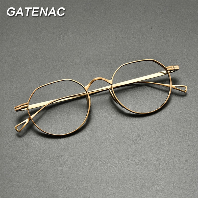 Gatenac Unisex Full Rim Oval Round Titanium Eyeglasses Gxyj832 Full Rim Gatenac