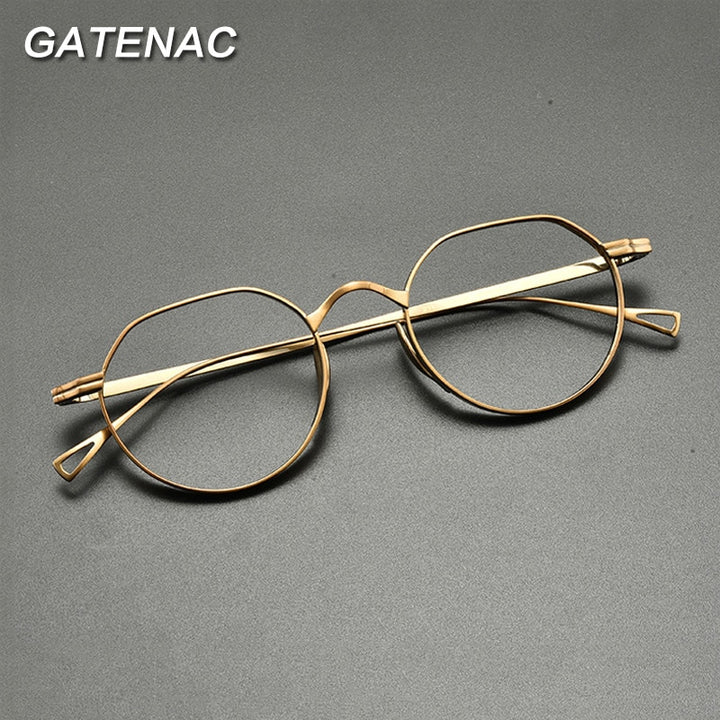 Gatenac Unisex Full Rim Oval Round Titanium Eyeglasses Gxyj832 Full Rim Gatenac
