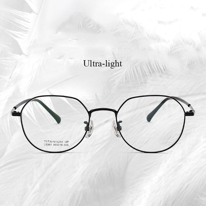 Bclear Unisex Full Rim Polygon Titanium Eyeglasses Lb5361 Full Rim Bclear