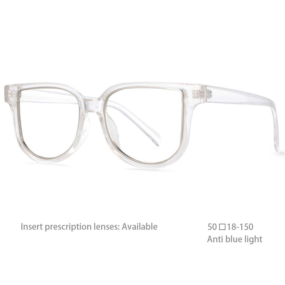 CCspace Unisex Full Rim Square Resin Frame Eyeglasses 54476 Full Rim CCspace China Clear