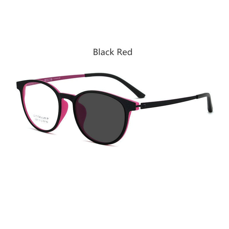 Handoer Unisex Full Rim Square Tr 90 Titanium Hyperopic Photochromic Reading Glasses +350 To +600 23091 Reading Glasses Handoer +350 black red photo 