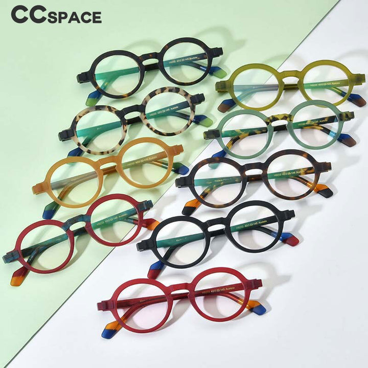 CCspace Unisex Full Rim Irregular Round Acetate Eyeglasses 54704 Full Rim CCspace