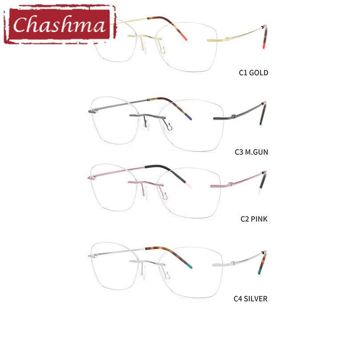 Chashma Ottica Unisex Rimless Rounded Square Titanium Eyeglasses 9017 Rimless Chashma Ottica