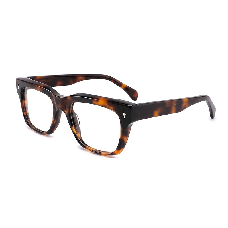 Gatenac Unisex Full Rim Square Acetate Rivet Eyeglasses Gxyj918 Full Rim Gatenac Tortoiseshell