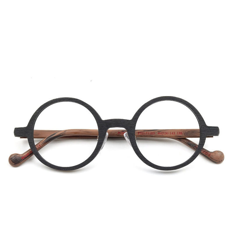 Hdcrafter Unisex Full Rim Round Wood Eyeglasses Ft21711109 Full Rim Hdcrafter Eyeglasses
