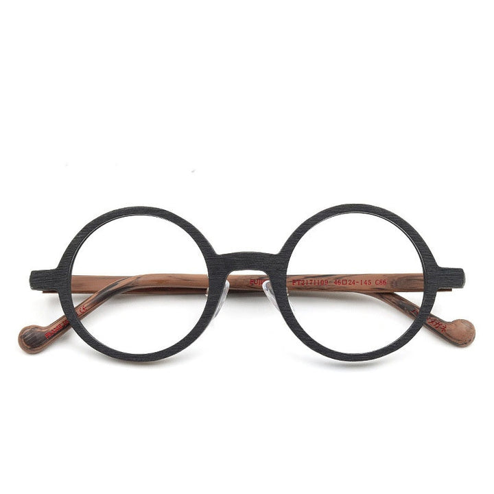 Hdcrafter Unisex Full Rim Round Wood Eyeglasses Ft21711109 Full Rim Hdcrafter Eyeglasses