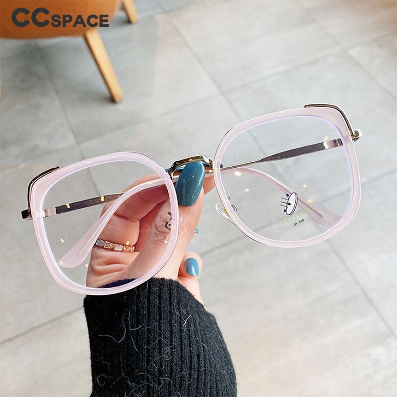 CCspace Women's Oversized Square Alloy Acetate Frame Eyeglasses 46733 Full Rim CCspace