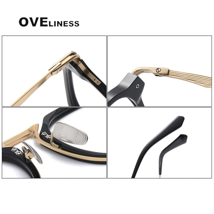 Oveliness Unisex Full Rim Square Acetate Titanium Eyeglasses Dtx413 Full Rim Oveliness