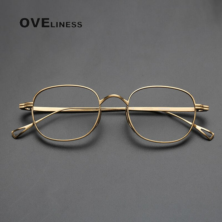 Oveliness Unisex Full Rim Round Titanium Eyeglasses 10518s Full Rim Oveliness Gold
