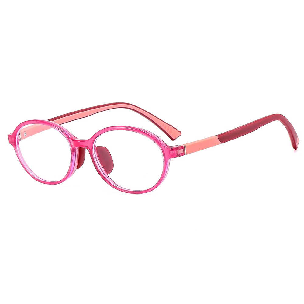 CCspace Unisex Youth Full Rim Round Silicone Eyeglasses 54674 Full Rim CCspace Rose red China