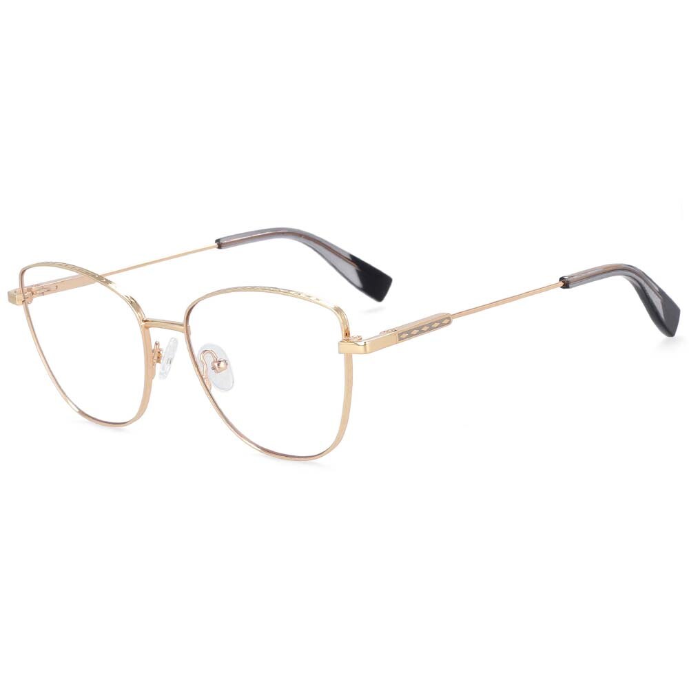 CCspace Women's Full Rim Oversized Square Alloy Frame Eyeglasses 54260 Full Rim CCspace China gold-gray
