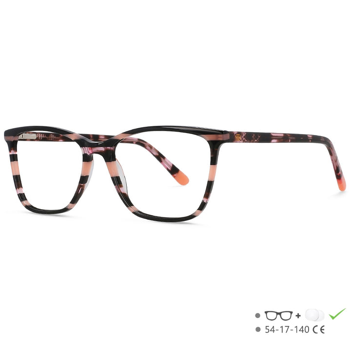 CCspace Unisex Full Rim Square Cat Eye Acetate Eyeglasses 55567 Full Rim CCspace Pink China