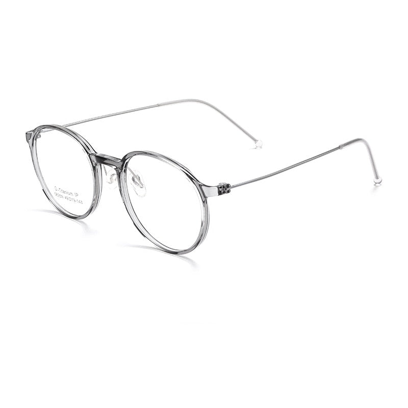 Yimaruili Unisex Full Rim Round Tr 90 Titanium Eyeglasses 5825M Full Rim Yimaruili Eyeglasses Transparent Gray