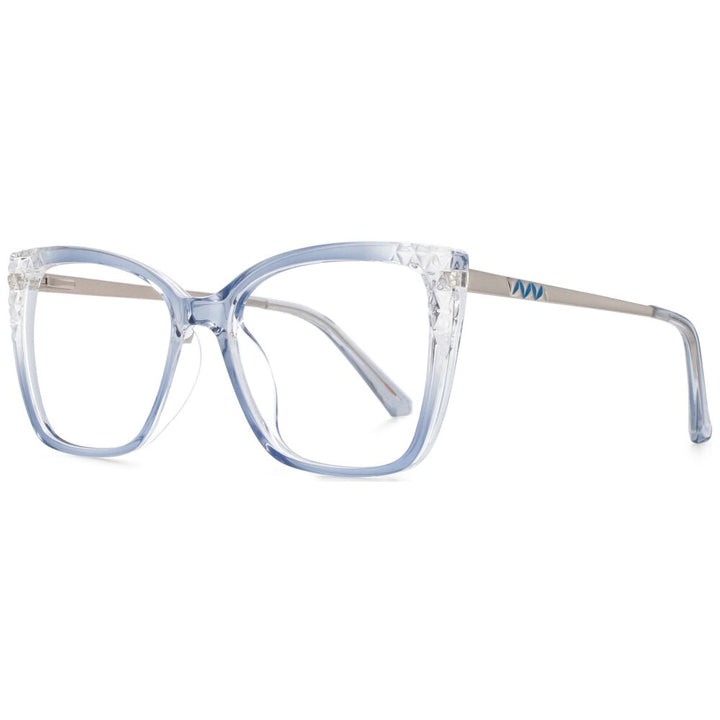 CCspace Women's Full Rim Square Cat Eye Tr 90 Titanium Frame Eyeglasses 53715 Full Rim CCspace blue