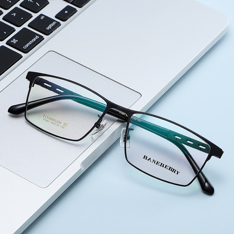 Reven Jate Unisex Full Rim Square Titanium Frame Eyeglasses 71091 Full Rim Reven Jate