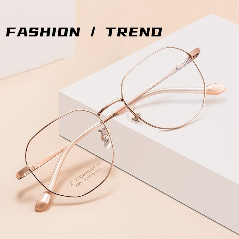 Yimaruili Unisex Full Rim Polygonal Titanium Eyeglasses T808 Full Rim Yimaruili Eyeglasses