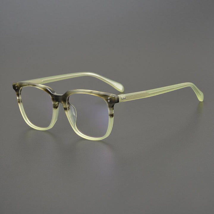 Gatenac Unisex Full Rim Square Acetate Frame Eyeglasses Gxyj778 Full Rim Gatenac Green
