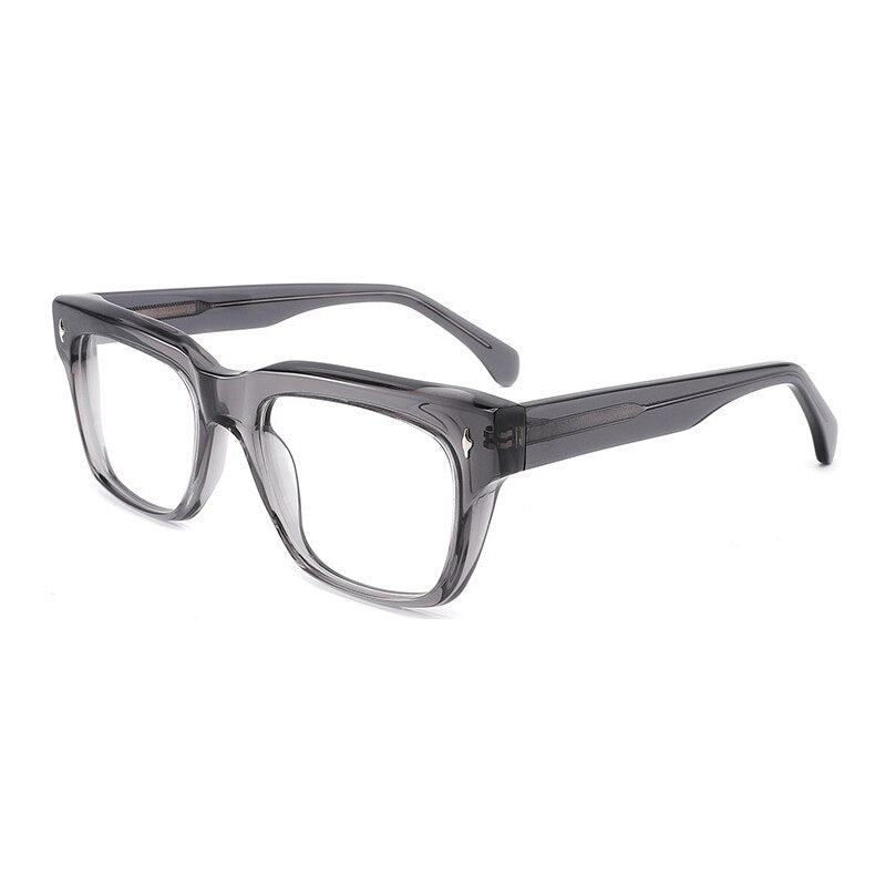 Gatenac Unisex Full Rim Square Acetate Rivet Eyeglasses Gxyj918 Full Rim Gatenac Gray