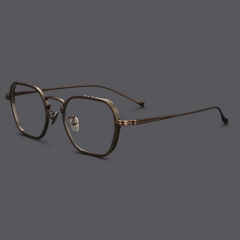 CCspace Unisex Full Rim Irregular Square Titanium Eyeglasses 54974 Full Rim CCspace Brown China