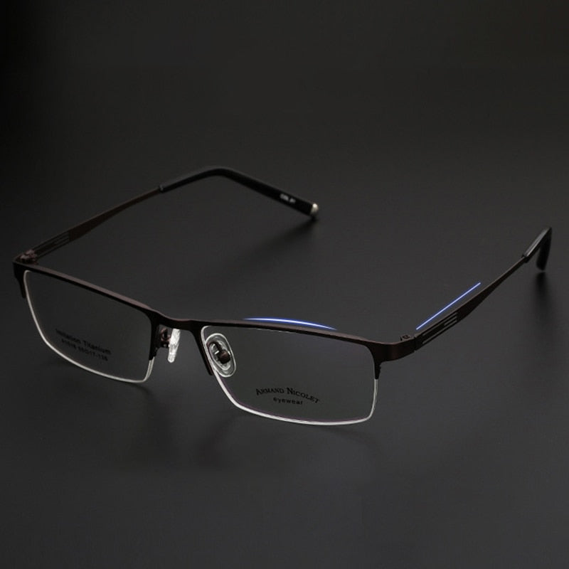 Handoer Unisex Semi Rim Rectangle Titanium Eyeglasses A1518 Semi Rim Handoer