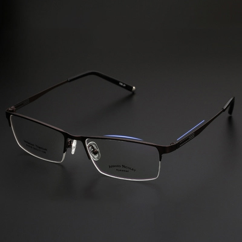 Handoer Unisex Semi Rim Rectangle Titanium Eyeglasses A1518 Semi Rim Handoer   