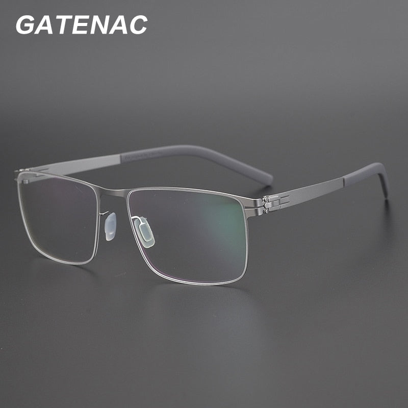 Gatenac Unisex Full Rim Square Titanium Alloy Screwless Frame Eyeglasses Gxyj655 Full Rim Gatenac