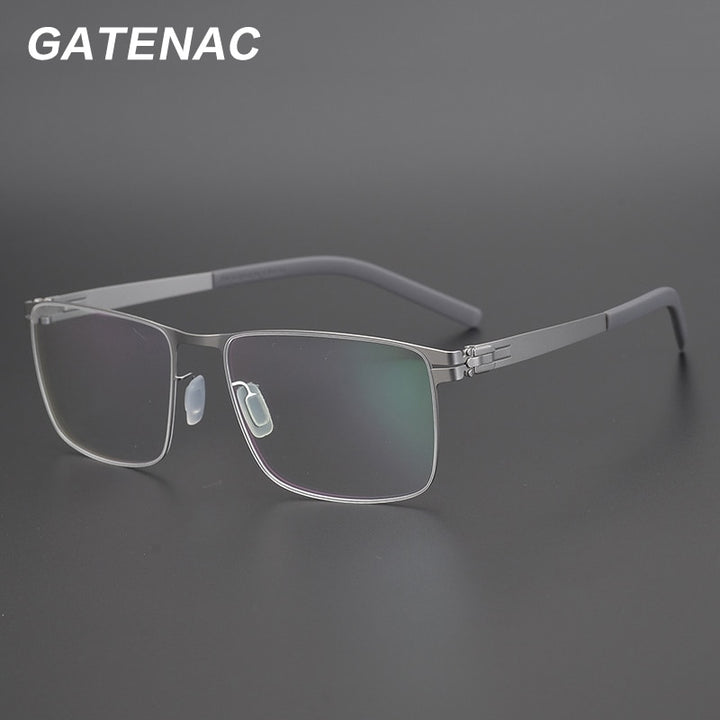 Gatenac Unisex Full Rim Square Titanium Alloy Screwless Frame Eyeglasses Gxyj655 Full Rim Gatenac