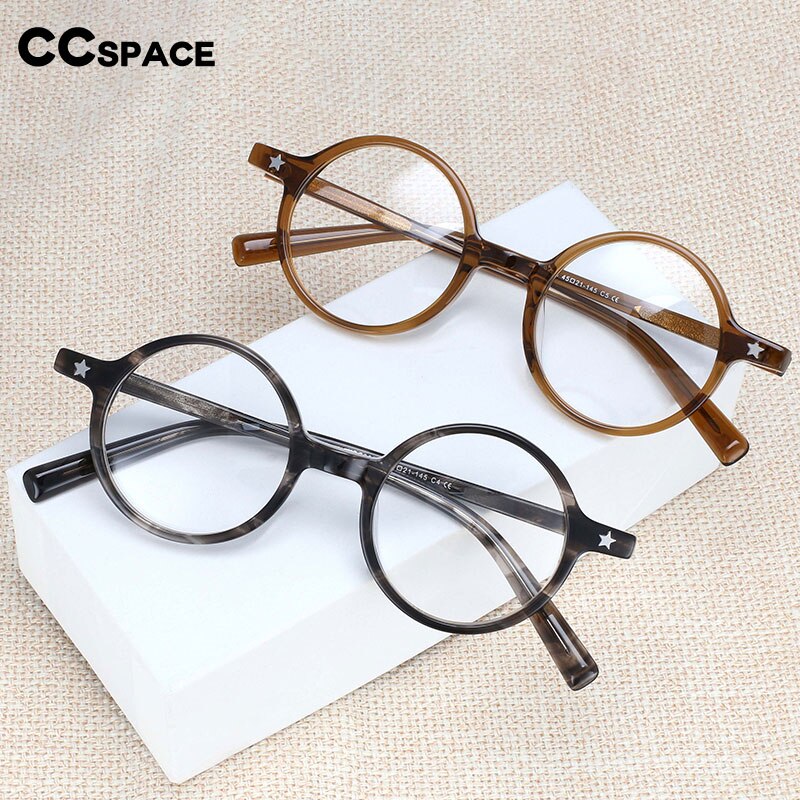 CCspace Unisex Full Rim Round Acetate Frame Eyeglasses 49424 Full Rim CCspace