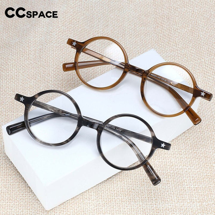 CCspace Unisex Full Rim Round Acetate Frame Eyeglasses 49424 Full Rim CCspace