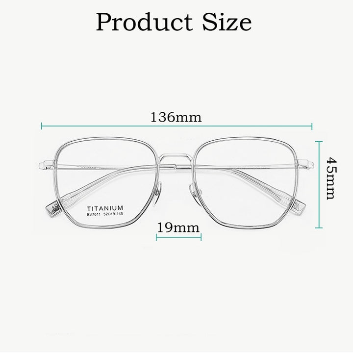 Yimaruili Unisex Full Rim Square Acetate Titanium Eyeglasses Bv7011b Full Rim Yimaruili Eyeglasses