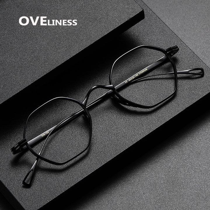 Oveliness Unisex Full Rim Irregular Round Titanium Eyeglasses Ol1y52 Full Rim Oveliness