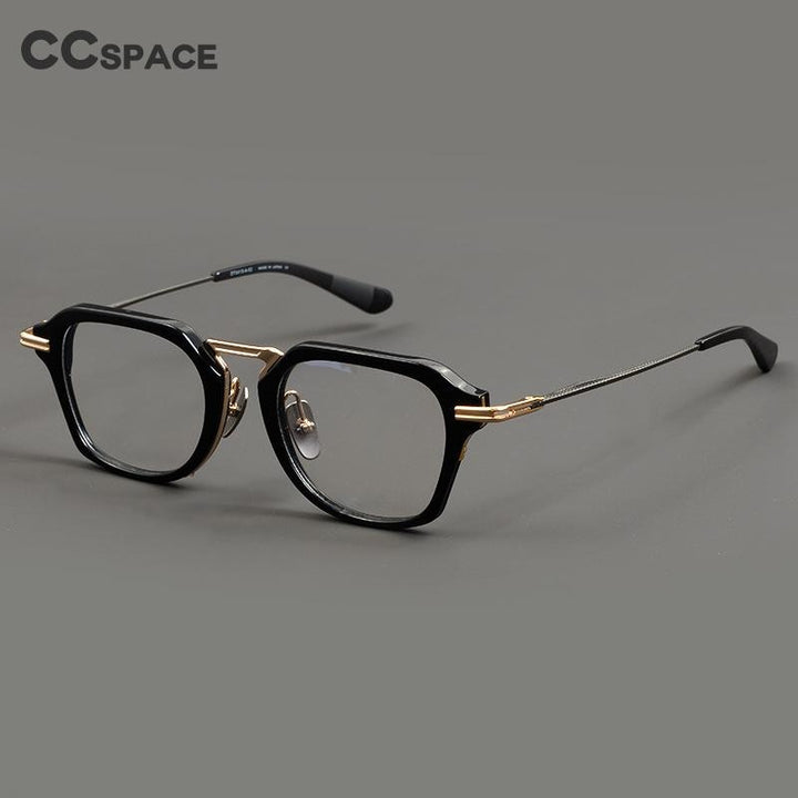 CCspace Unisex Full Rim Flat Top Square Titanium Acetate Eyeglasses 55373 Full Rim CCspace