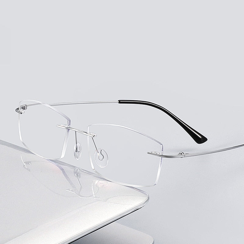 Zirosat Unisex Rimless Square Titanium Anti Blue Light Reading Glasses 8161 Reading Glasses Zirosat