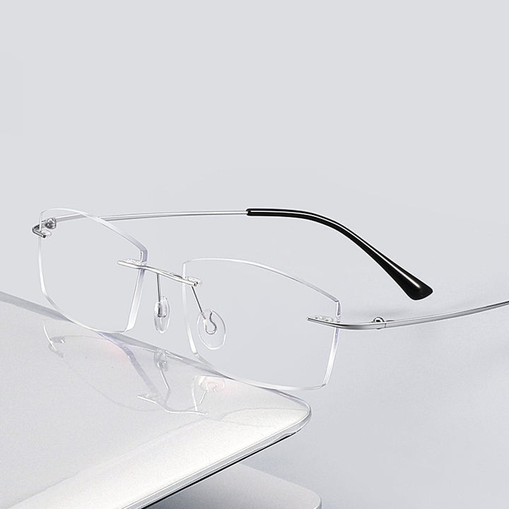 Zirosat Unisex Rimless Square Titanium Anti Blue Light Reading Glasses 8161 Reading Glasses Zirosat
