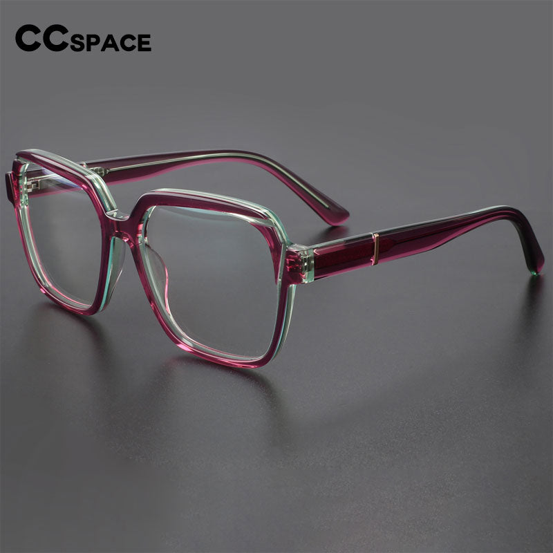 CCspace Unisex Full Rim Irregular Square Acetate Eyeglasses 56315 Full Rim CCspace