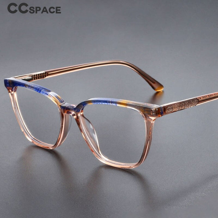 CCspace Unisex Full Rim Square Acetate Eyeglasses 55370 Full Rim CCspace