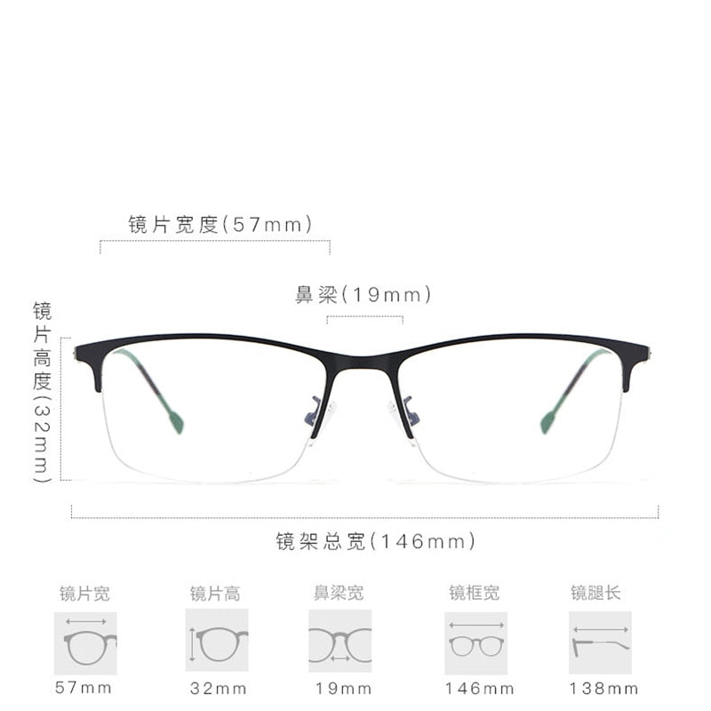 Reven Jate Unisex Semi Rim Square Alloy Eyeglasses P8836 Semi Rim Reven Jate