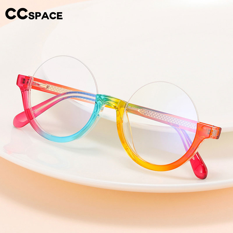 CCspace Unisex Semi Rim Round Tr 90 Titanium Eyeglasses 55611 Semi Rim CCspace