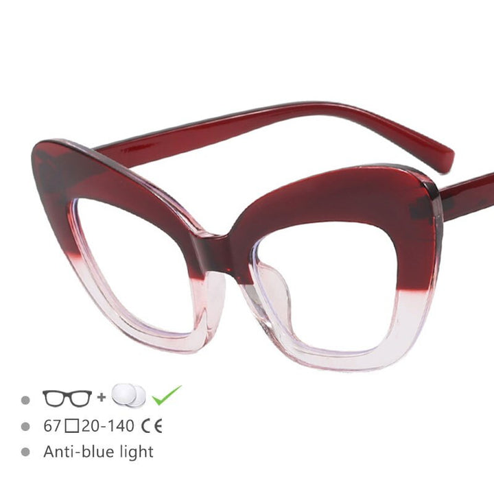 CCspace Women's Full Rim Oversized Cat Eye Acetate Frame Eyeglasses 54531 Full Rim CCspace Blue China
