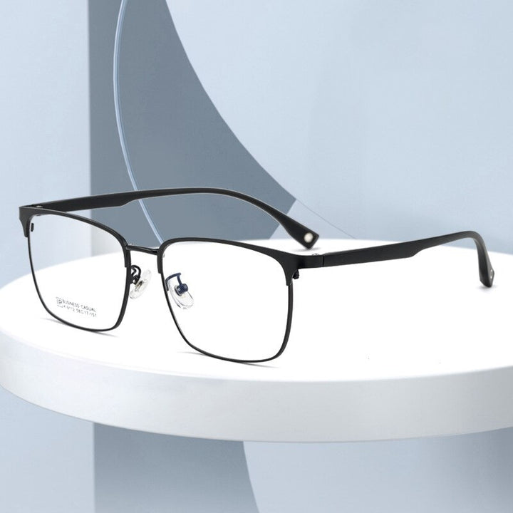 Hotochki Men's Full Rim Square Tr 90 Titanium Alloy Frame Eyeglasses K9112 Full Rim Hotochki