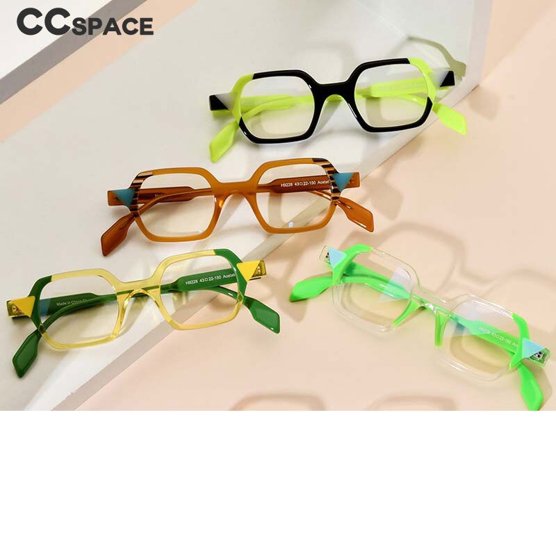 CCspace Unisex Full Rim Irregular Square Acetate Eyeglasses 54706 Full Rim CCspace