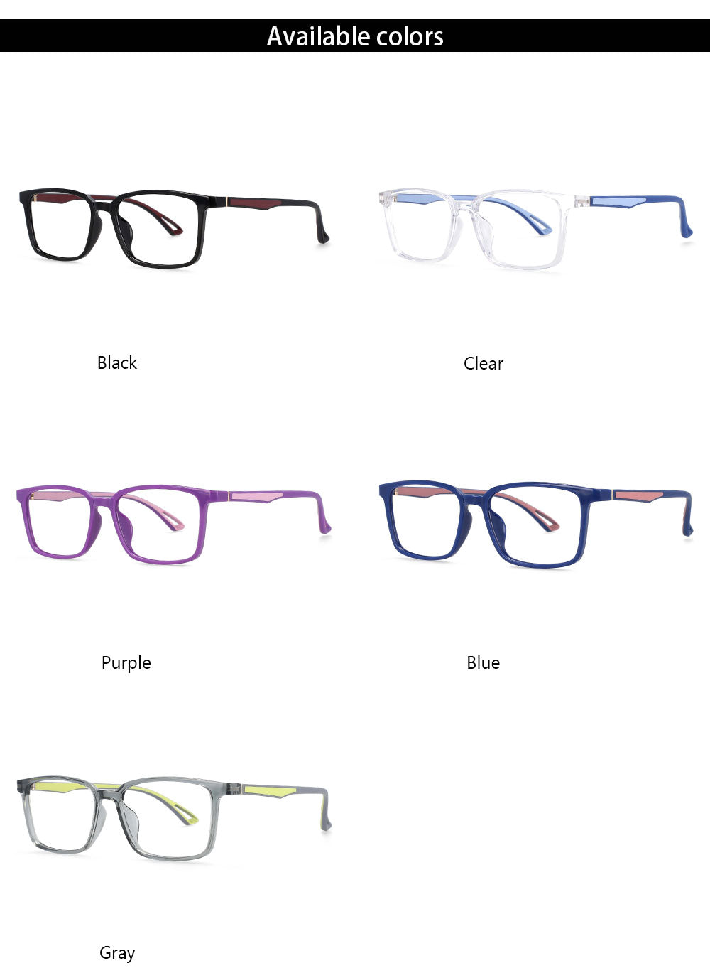 CCspace Unisex Full Rim Square Tr 90 Alloy Frame Eyeglasses 54368 Full Rim CCspace