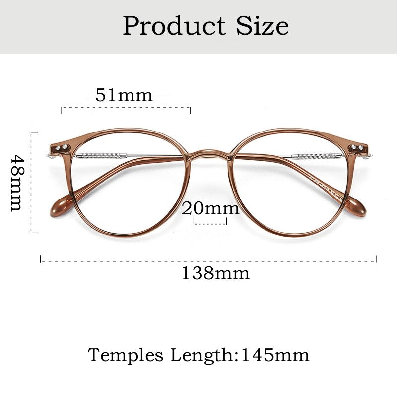 Yimaruili Unisex Full Rim Round Tr 90 Alloy Eyeglasses 90045 Full Rim Yimaruili Eyeglasses