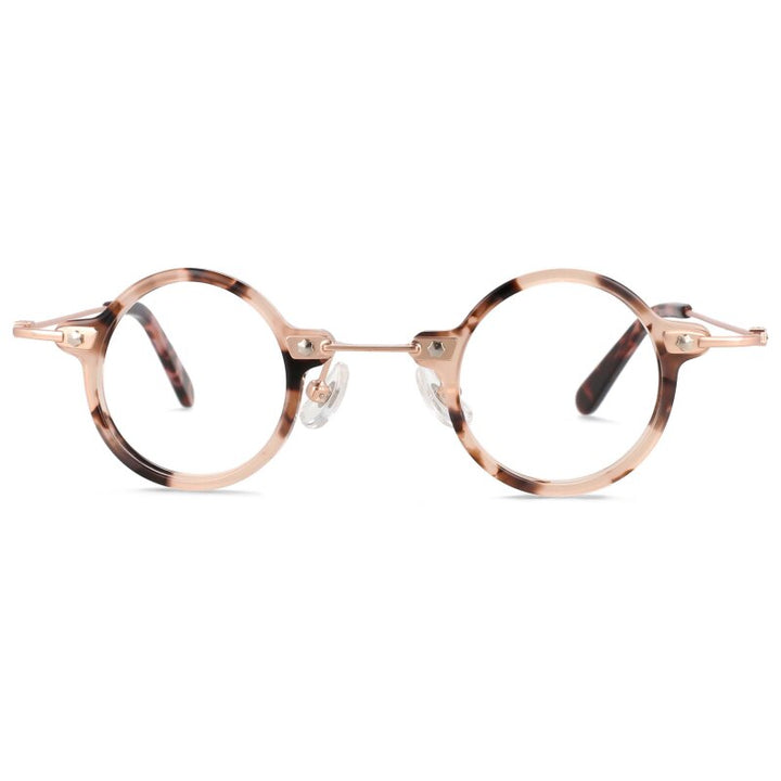 CCspace Unisex Full Rim Small Round Acetate Titanium Eyeglasses 55324 Full Rim CCspace C9Yellow China