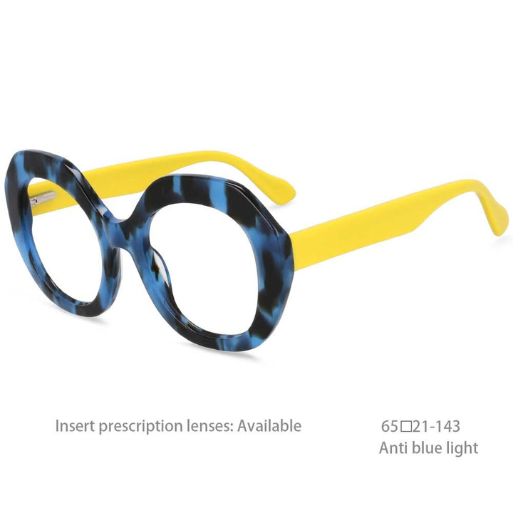 CCspace Women's Full Rim Oversized Round Acetate Frame Eyeglasses 54069 Full Rim CCspace Blue China