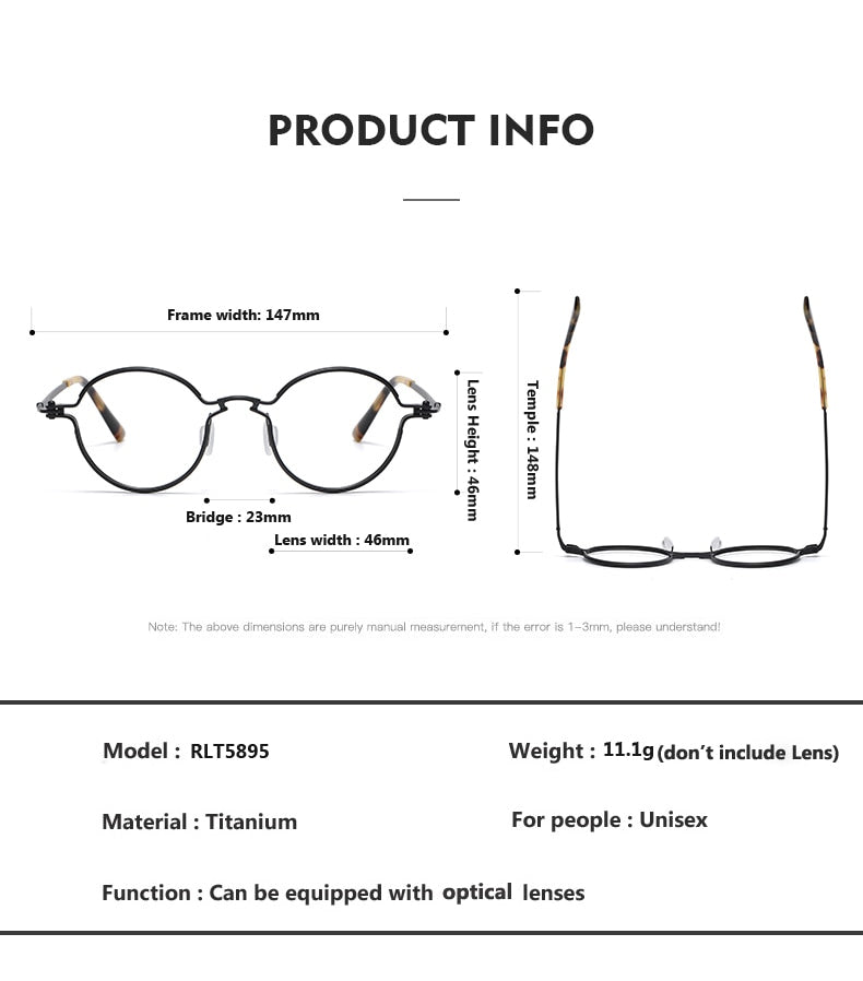 Oveliness Unisex Full Rim Round Titanium Eyeglasses 5895 Full Rim Oveliness