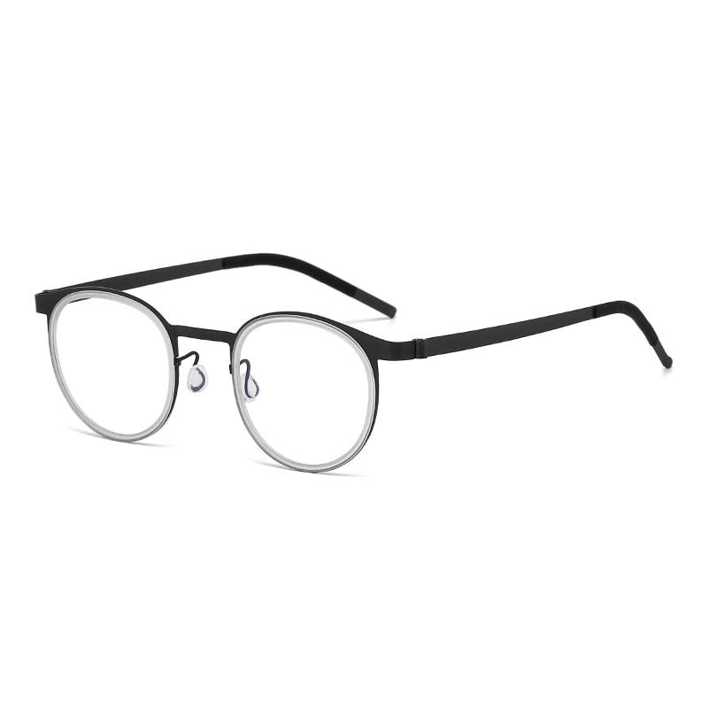 Reven Jate Unisex Full Rim Round Titanium Acetate Eyeglasses 9704 Full Rim Reven Jate transparent